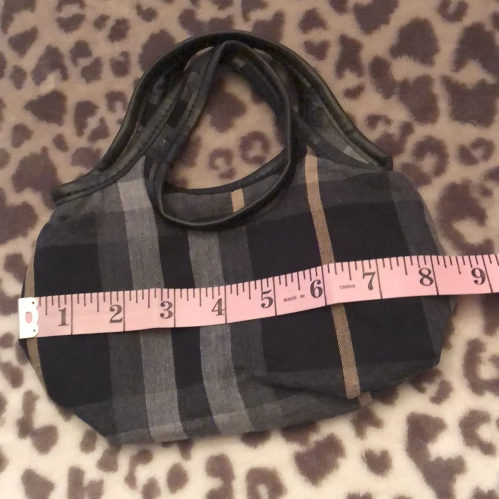 2009 babyGap Black Plaid Purse Bag Cotton Faux Leather Trim